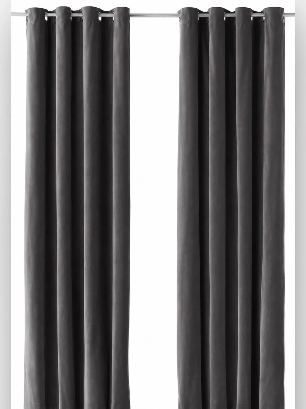 IKEA SANELA Gray Velvet Grommet (Pair) Curtains
